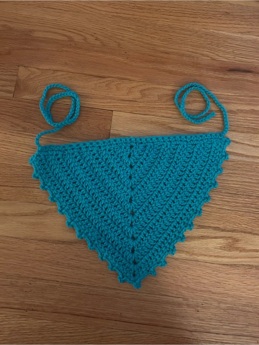 Handmade Turquoise Crochet Triangle Hair Scarf - Women Accessories